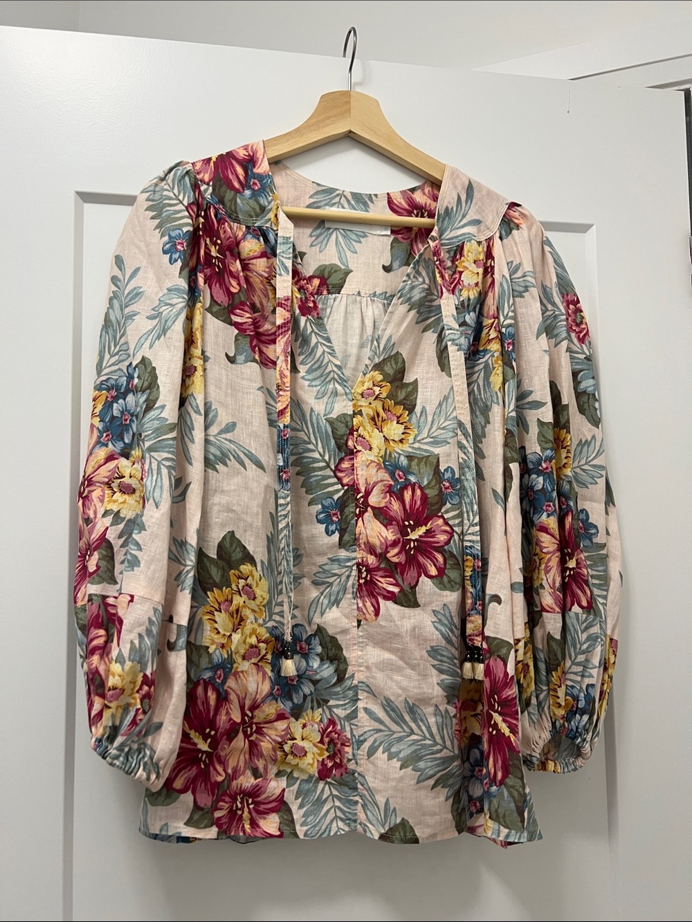 Zimmermann oversized Floral Peasant Blouse in Cream with flower 0 Zimmerman
